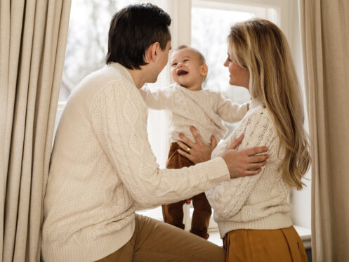 Young family enjoying a wintery day in Sioux Falls