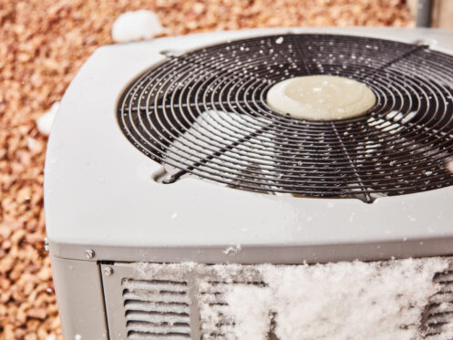 Heat pump outdoor unit with snow