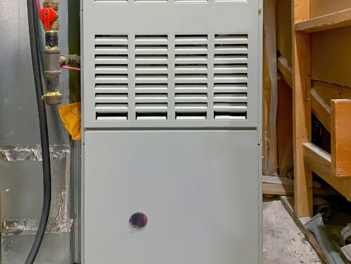 A gas furnace in a Sioux Falls basement